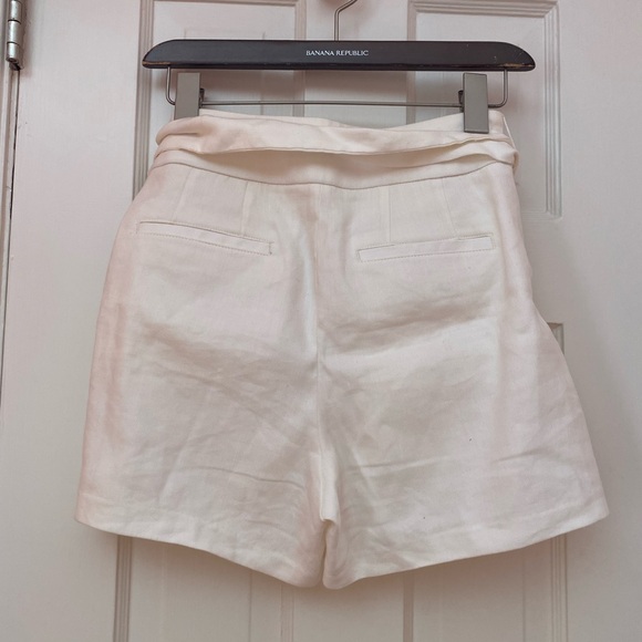 Express White Linen Blend High Rise Shorts - Picture 3 of 6